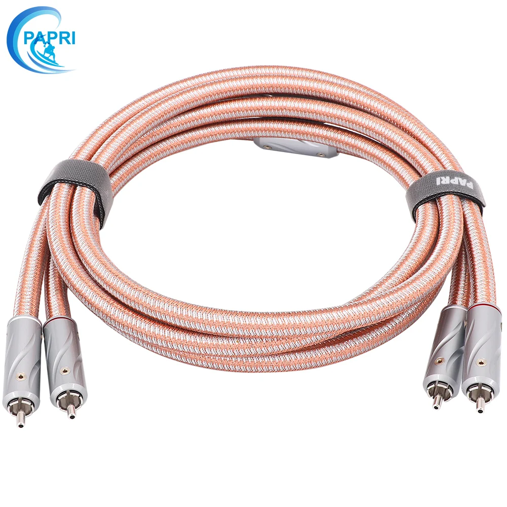 

PAPRI GX-5RCA OCC Single crystal Copper Silver Plated Wire 2RCA To 2TCA Subwoofer Concert stage Double RCA Audio signal cable