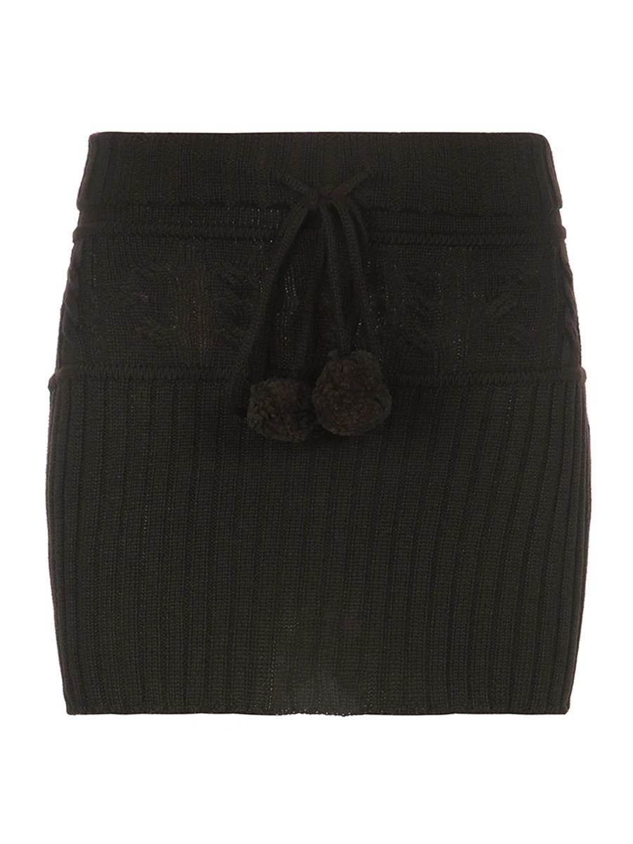 

Винтажная трикотажная юбка y2k в стиле 1920-х годов, женская зимняя облегающая мини-юбка со шнуровкой