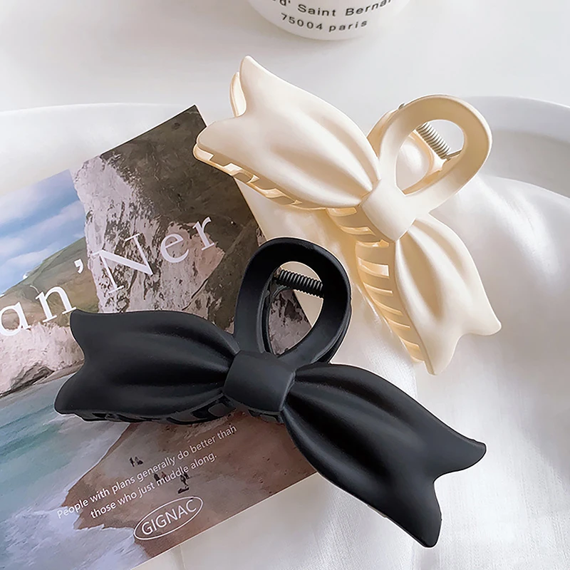 Матовые Нескользящие Заколки Для Волос С Черным Бантом Девочек И Женщин Прочные