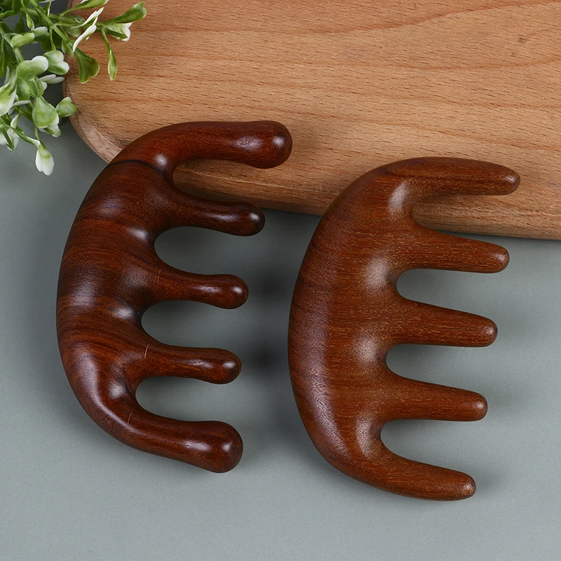 Массажная Расческа с пятью зубьями без рук деревянная акупунктурная расческа из