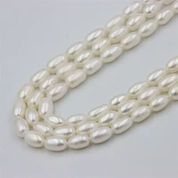 zfsilver natural freshwater pearl high quality rice shape punch loose beads for diy charm elegant necklace bracelet jewelry 11mm