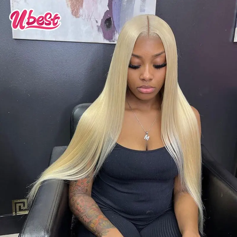 13x6 Ombre 613 Небесно-Голубой прямой парик из человеческих волос на сетке спереди