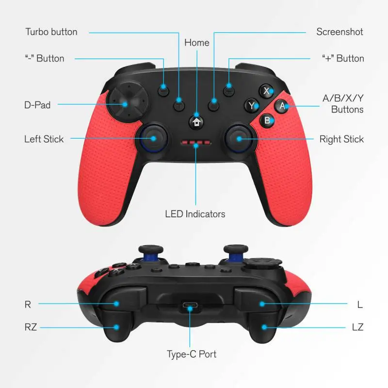 

Enhanced Features Wireless Controller High Compatibility Red Switch Gamepad Joypad Console Extend Play Time Connection