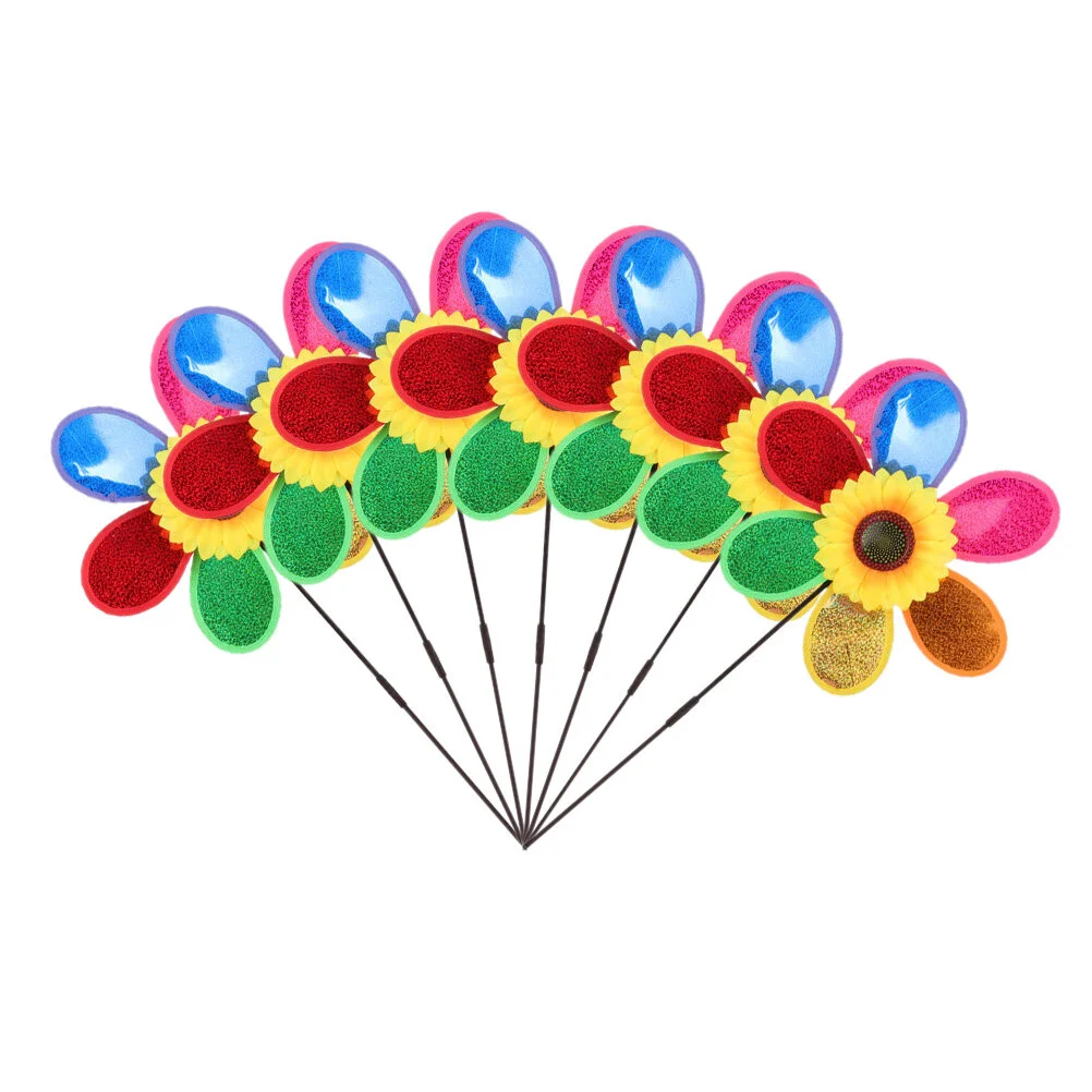 

7 Pcs Props Decor Rotating Windmill Kids Playset Decorate Plastic Layout Ornament Child Outdoor Gifts