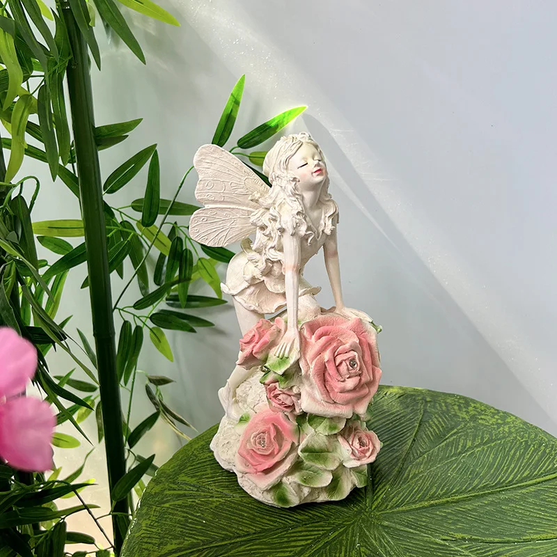 

Nordic Girl Bouquet Solar Flower Fairy Resin Ornament Outdoor Garden Garden Girl Statue Handicraft Garden Decoration Accessories
