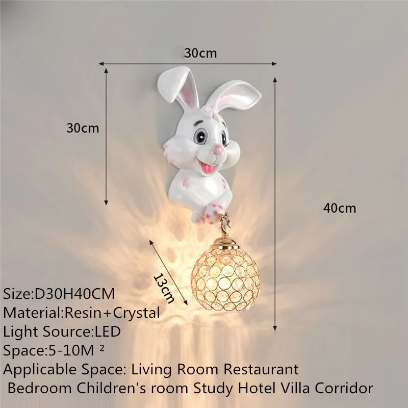 OULALA Contemporary Rabbit Wall Lamp Creative Living Room Bedroom Study Villa Hotel Children's Aisle LED Decoration Light