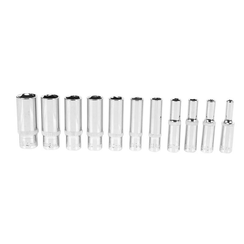 

11 pcs 1/4 inch Drive Deep Socket Set CRV Hand Tools 6 Point Long Socket Hex Repair Tool