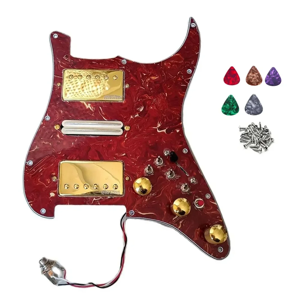 

Обновленные Предварительно Проводные накладки на гитару HSH, золотые накладки на гитару Alnico, 5 пикапов, 4 одинарных разрезов, набор фотографий, аксессуары для гитары