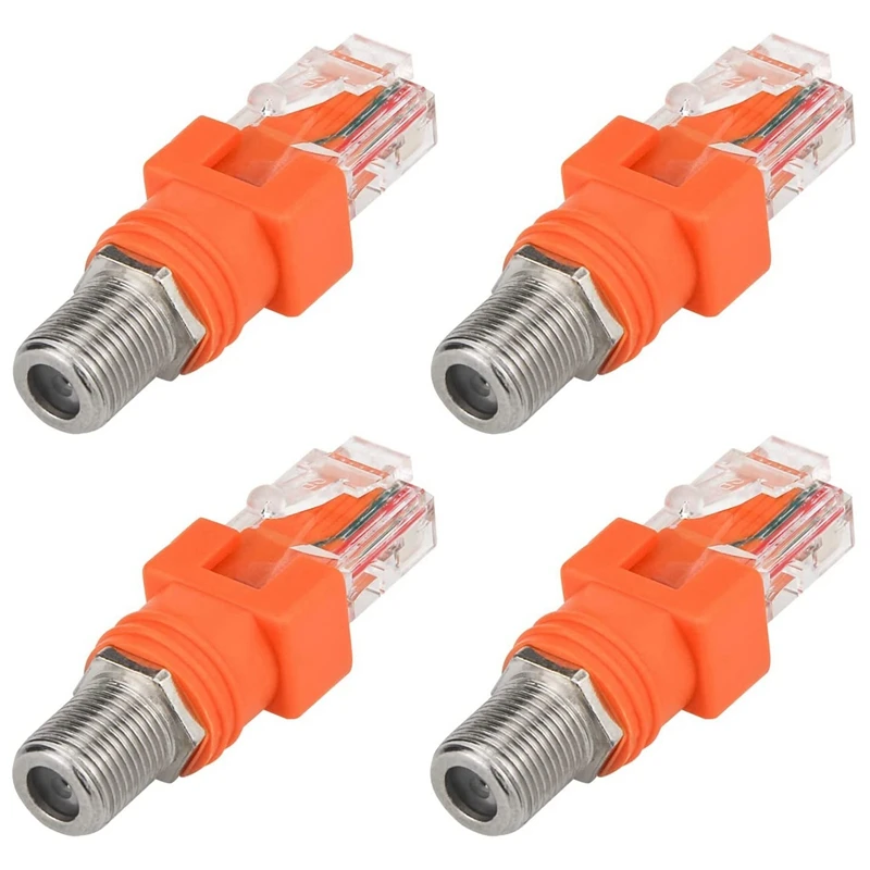 Buy Coaxial To Ethernet Adapter 4 Pack Coax RF F Female RJ45 Male Converter For Line Tester on