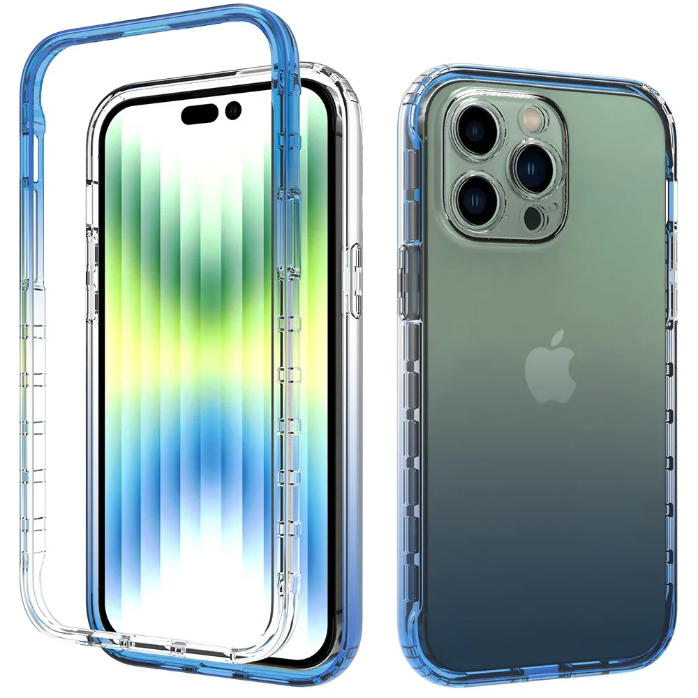 

Transparent Case for iPhone 14 Pro Max / iPhone 14 Plus 14Pro Hybrid Shockproof Tpu/pc Shell Dual Layer Candy Color Cover Funda