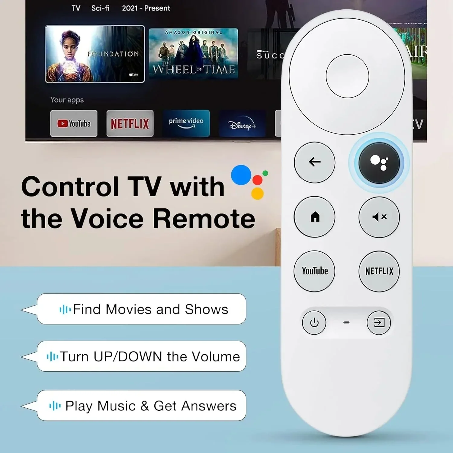 Фото Используется для Chromecast Google TV HD/4K G9N9N, пульт дистанционного управления, разъем DHMI, Bluetooth, голосовой пульт дистанционного управления, аксессуары для дома №2