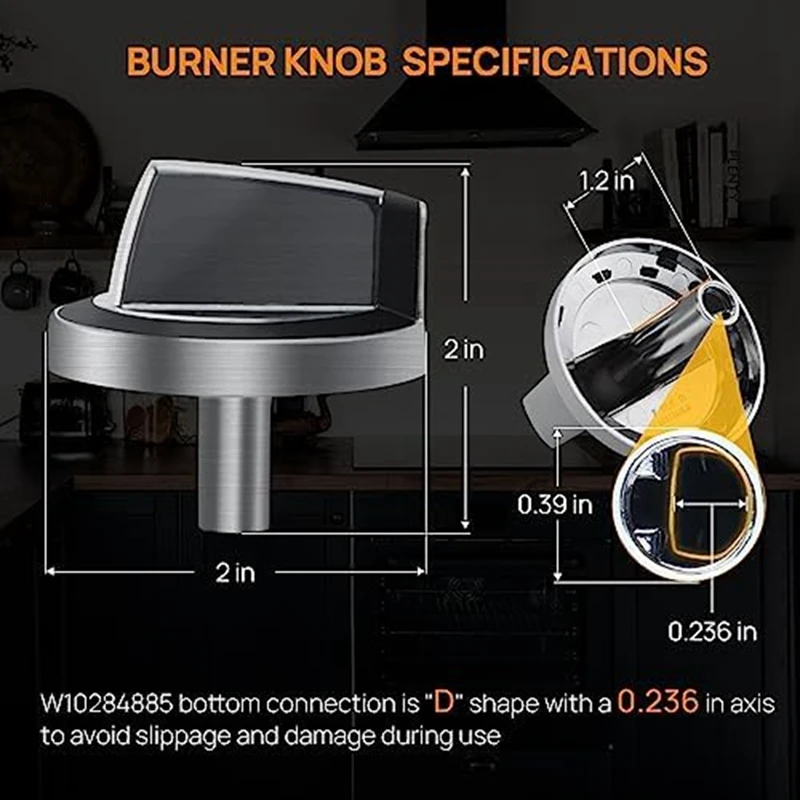 В 10284885 Замена ручки горелки подходит для газовой плиты/печи/духовки Whirlpool
