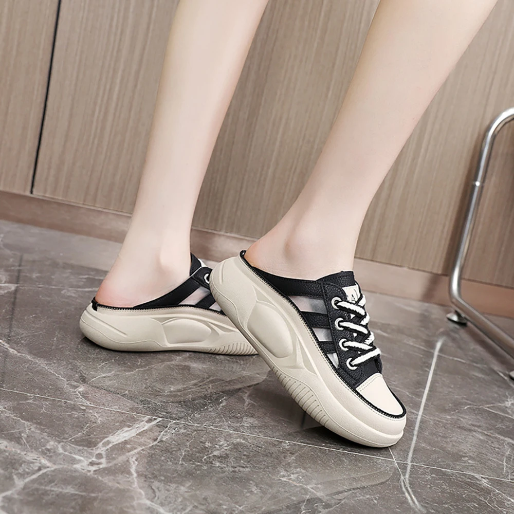 2023 Summer New Half To Small White Shoes Female Students Running Board Shoes Female Rocking Casual Slippers