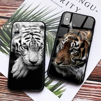 tiger ferocious animal phone case tempered glass for iphone 6 7 8 plus x xs xr 11 12 13 pro max mini