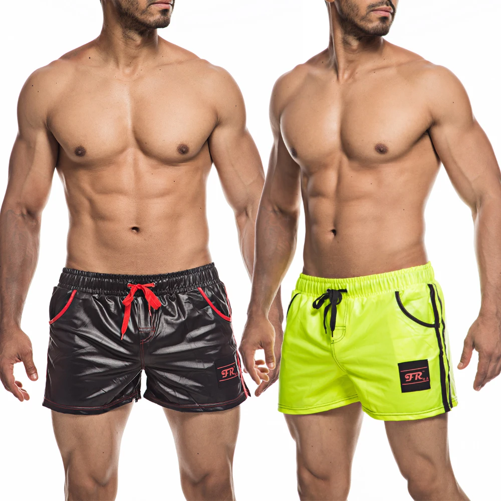 

Summer Mens Shorts Casual PU Leather Shorts Bodybuilding Gym Men Jogging Short Sweat Pants Male Fitness Running Training Shorts