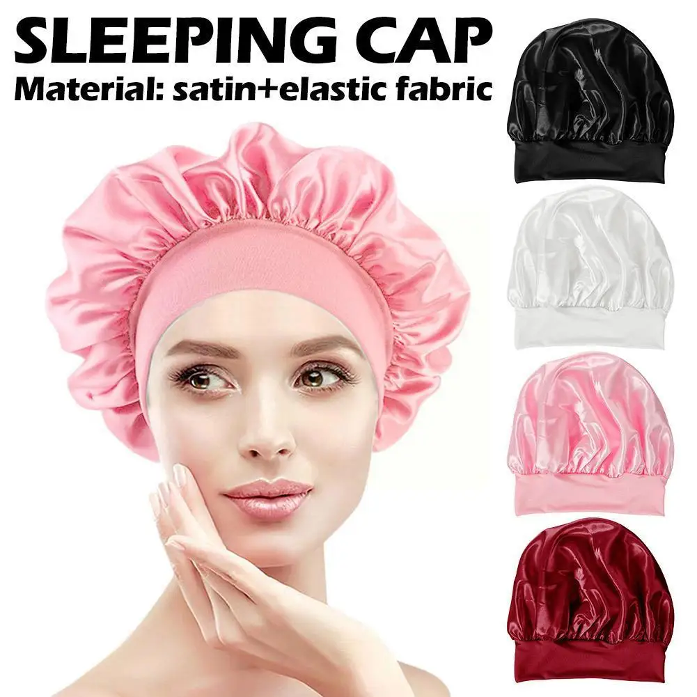 

Bonnet Satin Cheveux Nuit Satin Night Hair Cap Women's Solid Sleeping Hat Sleep Care For Women Unisex Cap Cheveux C1F0