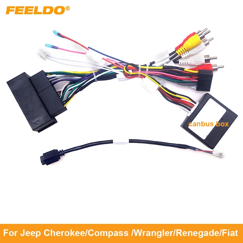 Автомобильный 16-контактный USB-кабель FEELDO для проводки Android с Canbus для Jeep Cherokee 15 ~ 19/Compass 2017 +/Wrangler/Renegade/Fiat 500