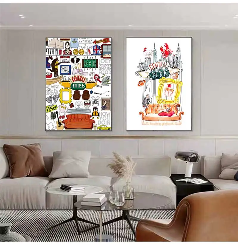 Central Perk акварельная живопись на холсте друг сублимационные дизайны картина