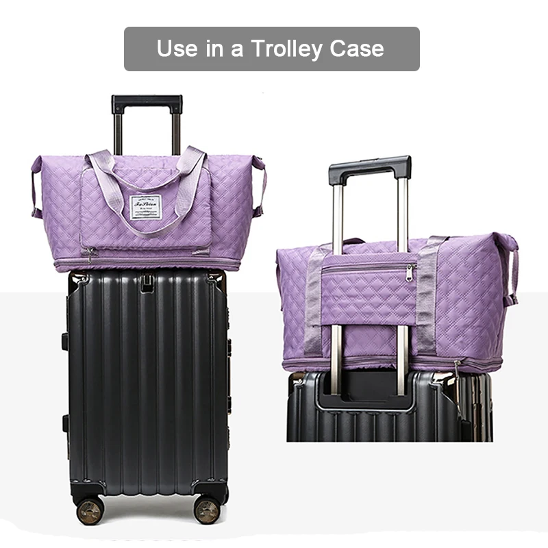 Foldable Travel Bag Wet-Dry Separation Waterproof Handbag Large Capacity Lingge Tote Bag WomenGym Yoga Shoulder Bags organizers