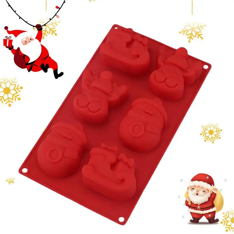 

Christmas Baking Molds Cute Non-stick Food-grade Flexible Christmas Mold 6 Cavity Silicone Mould Baking Accessories Reusable For