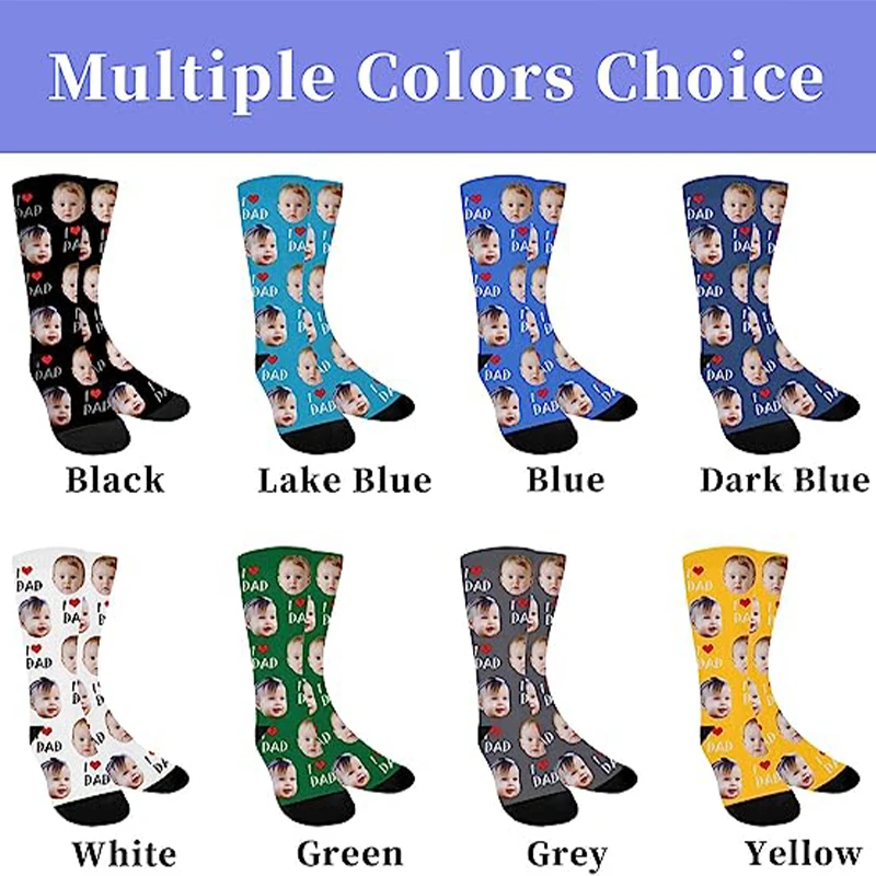Custom Print Your Photo Personalized Socks Fashion Funny Red Heart DIY Birthday Valentine's Novelty Sock Girlfriend Gift