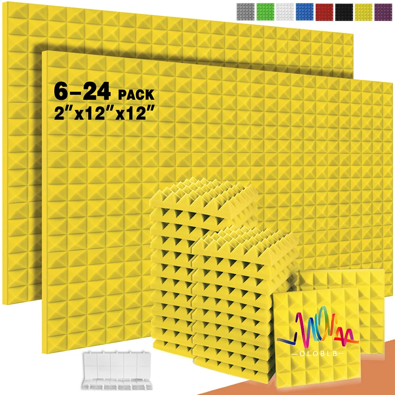 

Silence Treatment Studio Acoustic Foam Panel 6 12 24 Pc Wall Decals Pyramid Sound Isolation Panel For Wall Soundproof Sponge Pad