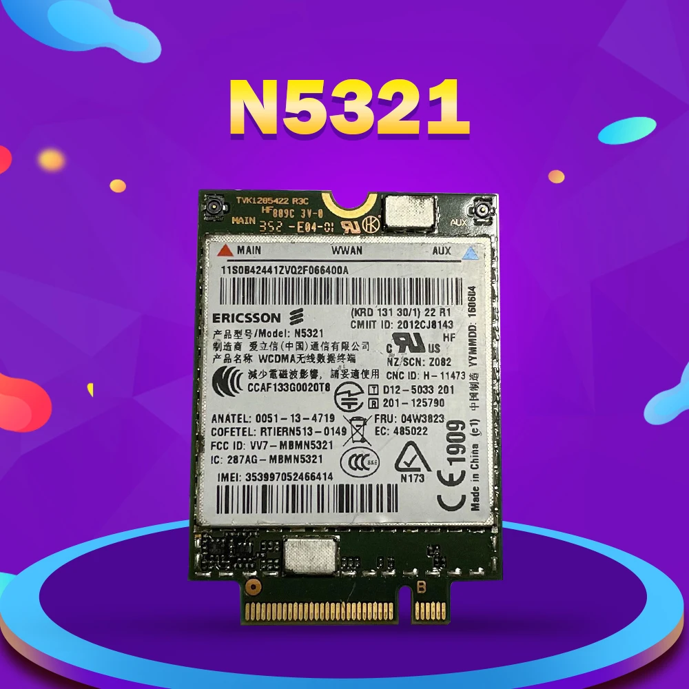 

N5321 N5321GW 04W3842 NGFF M.2 WWAN Card For Thinkpad EDGE E431 E440 E531 L440 L450 S540 T440 T450 T540P W540 W541 X240 Series