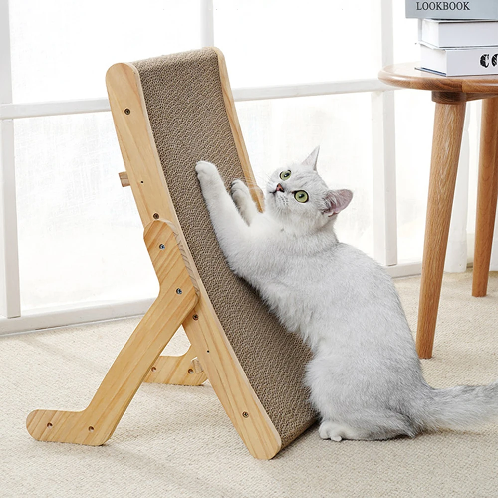 

Wooden Cat Scratcher Board Frame 3 In 1 Scratching Post Bed Anti-Scratch Toy Training Grinding Claw Couch Scraper For Cats