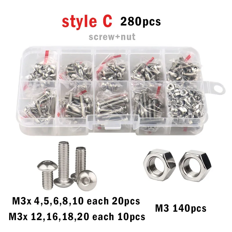 

304 M2 M2.5 M3 M4 M5, винты с шестигранной головкой и цилиндрической головкой, из нержавеющей стали