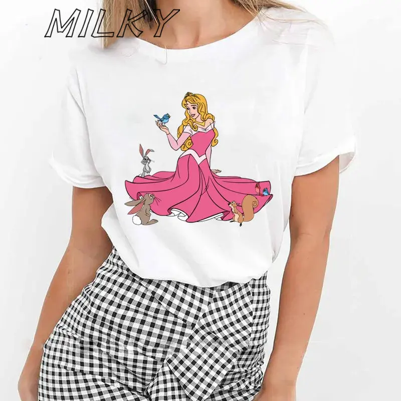Y2k Футболка принцессы Авроры Женская футболка 2000-х годов Harajuku Одежда Топы с