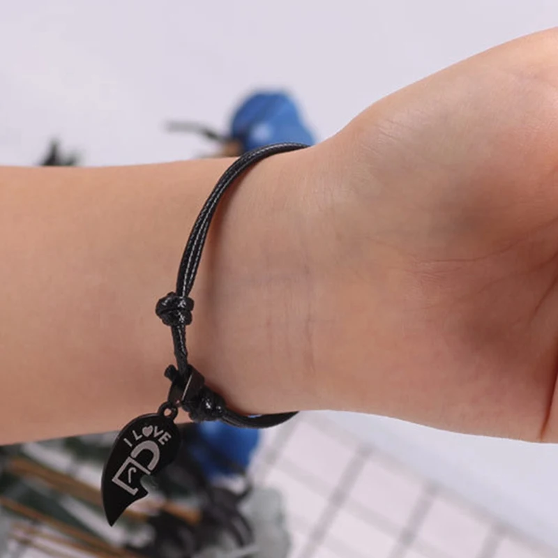 Парные браслеты ювелирные украшения из нержавеющей стали черного цвета с двумя