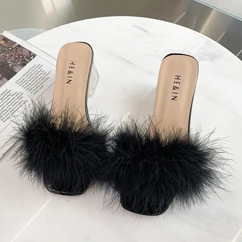 Women Slippers Summer 2021 New Fashion Stiletto Sandals Open Toe High Heel Zapatillas Mujer Casa Sapatos Femininos