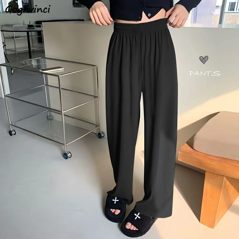

Женские брюки с широкими штанинами, летние повседневные Элегантные свободные женские простые универсальные тонкие модные Ulzzang в классическом Корейском стиле