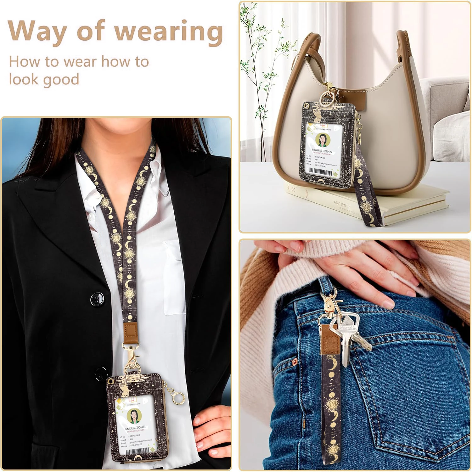 Кошелек на шнурке Sun and Moon шнурок в стиле бохо с кошельком держатель для ID бейджей