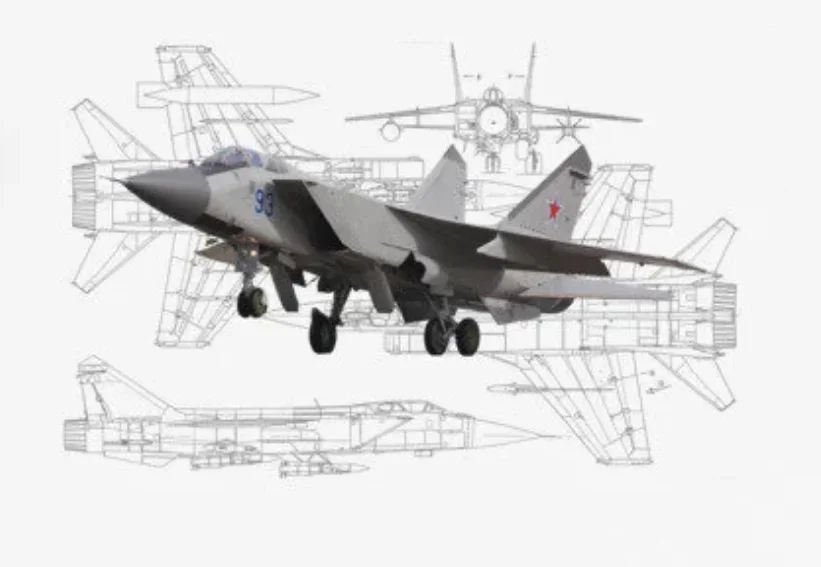 Футболка Mikoyan MiG-31 Interceptor Aircraft Blueprint 100% хлопок с круглым вырезом летняя
