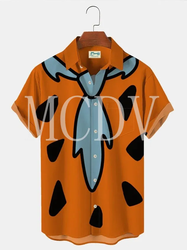 

Royaura Vintage Men's Nostalgic Movie Fun Hawaiian Shirts Cartoon Stretch Plus Size Art Shirts Women's For Men Summer Tops