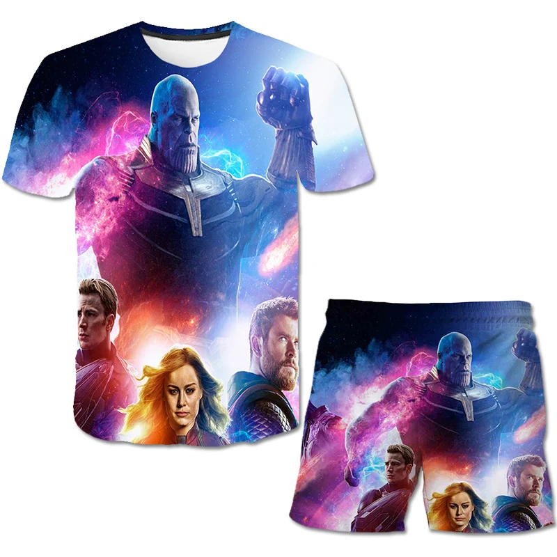 Футболка и штаны для мальчиков с коротким рукавом мультяшным 3D-принтом - купить