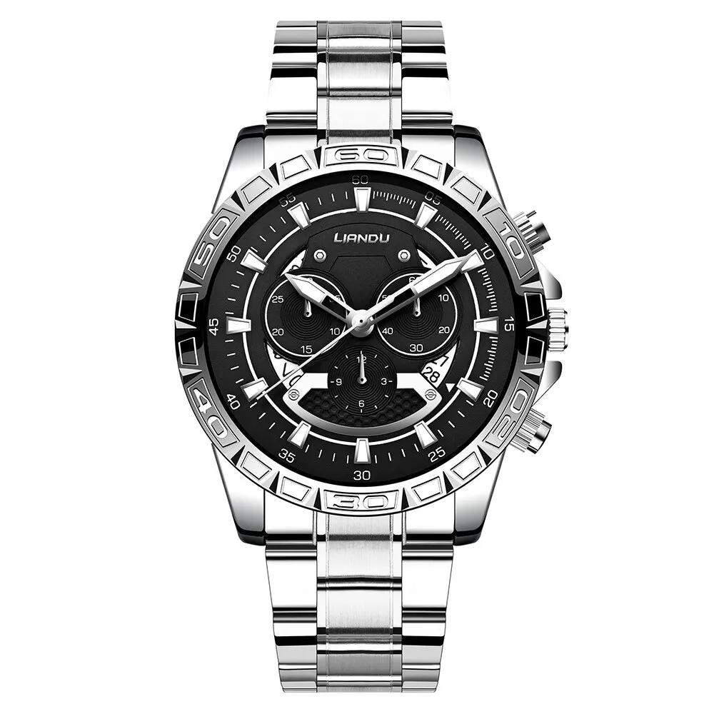 Men Fashion Quartz Watch Date Clock Sport Watches Mens Stainless Steel Strap Wristwatch Relogio Masculin 6
