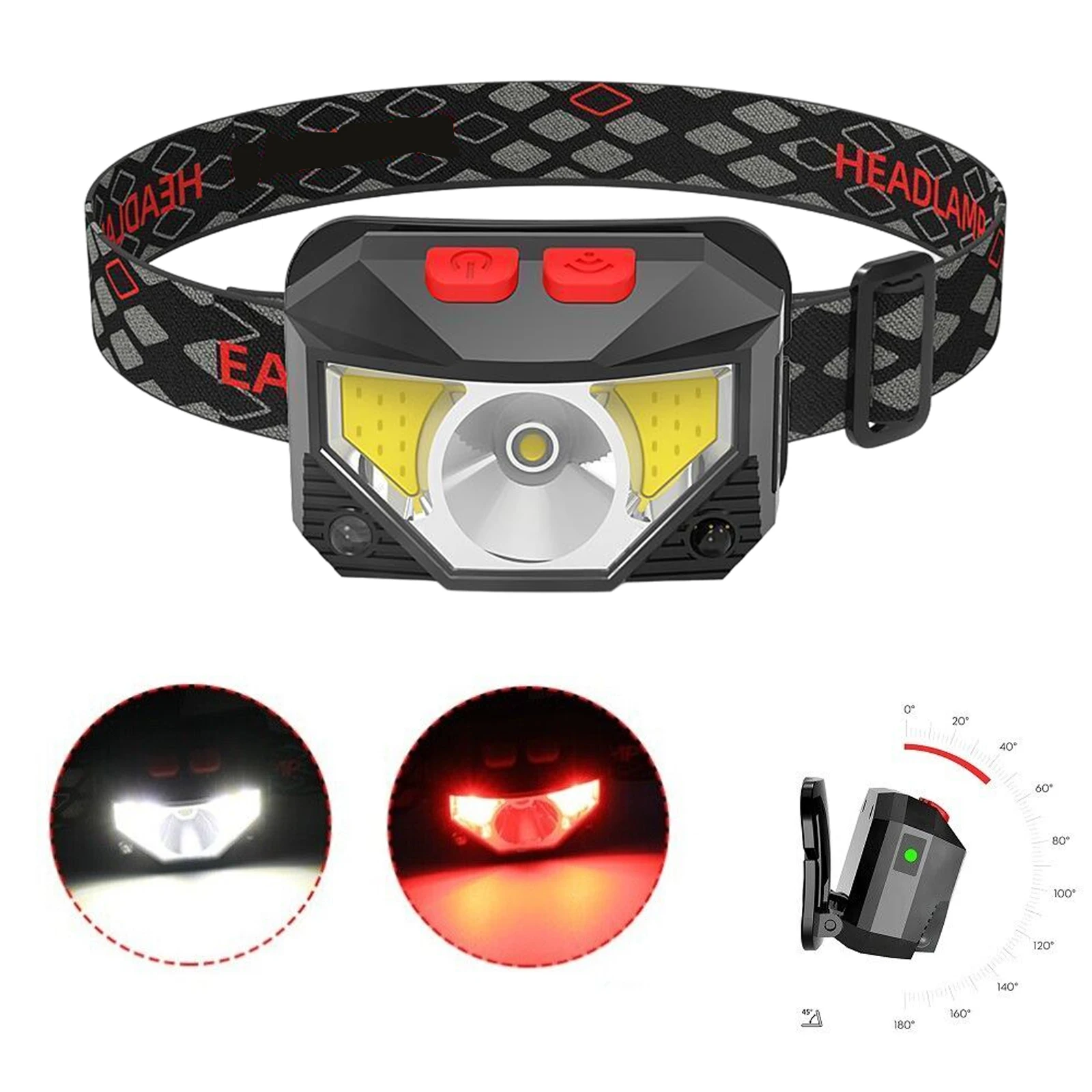 

Gritin Stirnlampe Strong Light Sensing Headlight LED Camping Equipment Red Cob Floodlight Flashlight Headworn Night Outdoors