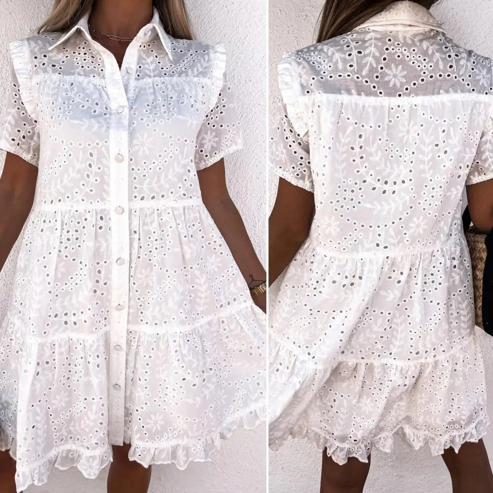 

Платье-рубашка с вырезами, Пляжное Платье, кружевное мини-платье, вечернее платье на весну и лето, женское платье с высокой талией, платье вы...