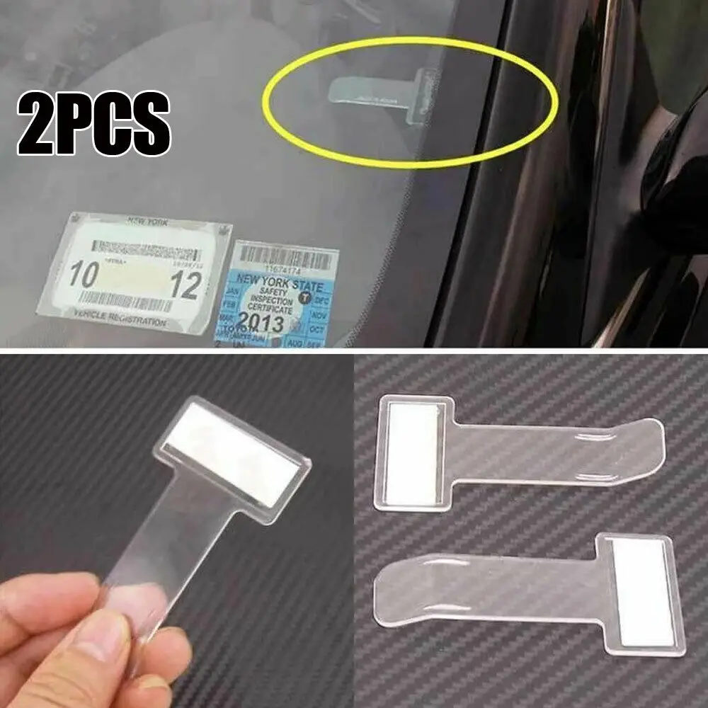 

2x Car Vehicle Parking Ticket Permit Ticket Holder Clip Sticker Car Window Windscreen Fastener Stickers Car Interior Accessories