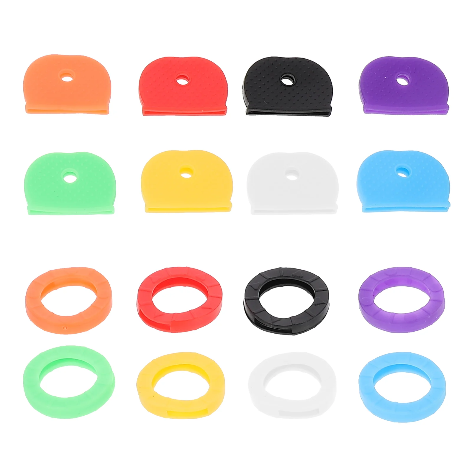

64 Pcs Key Recognition Covers Key Rings Keychains Rubber Key Toppers Key Caps Sleeve Colored Key Covers