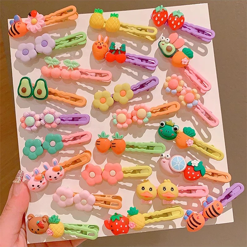 [Набор из 5 предметов] детские боковые заколки с мультяшной фруктовой челкой