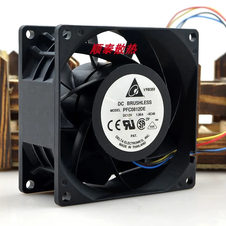 

Delta Electronics PFC0812DE 9C48 DC 12V 1.86A 80x80x38mm 4-Wire Server Cooling Fan