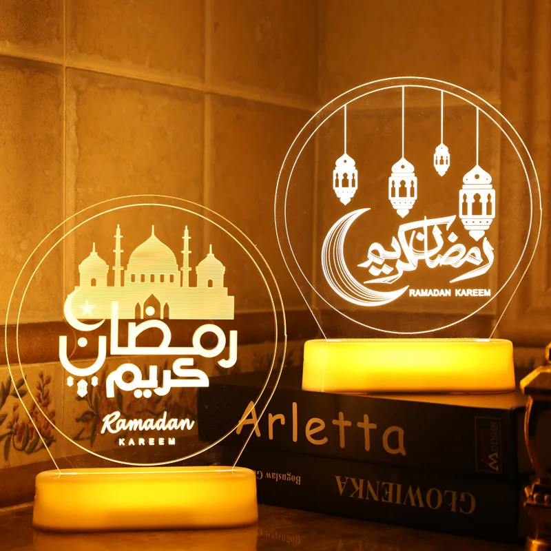 

2022 Ramadan Festival Acrylic Led Decorative Lights Gould Festival Atmosphere Decorative Lights RAMADANKAREEM Eid Night Lights