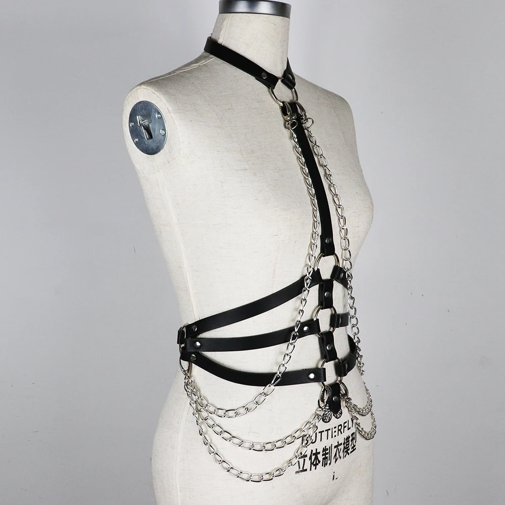 Женская кожаная подвязка с цепочкой для танцев на шесте женское сексуальное