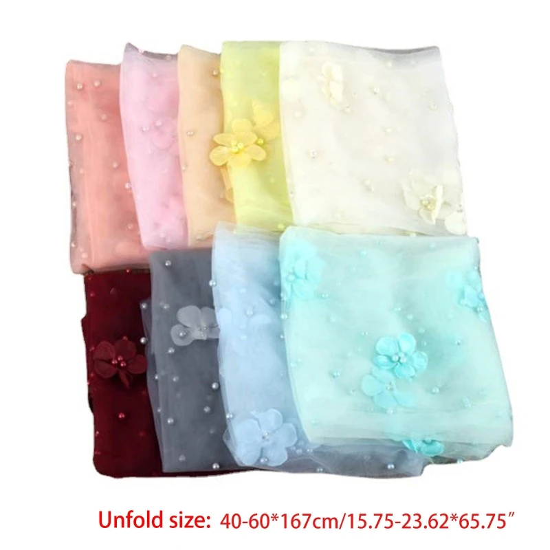 

Newborn Photography Props Transparent Mesh Yarn Pearls Flowers Blanket Baby Swaddling Wrap Infants Photo Shooting Backdrop