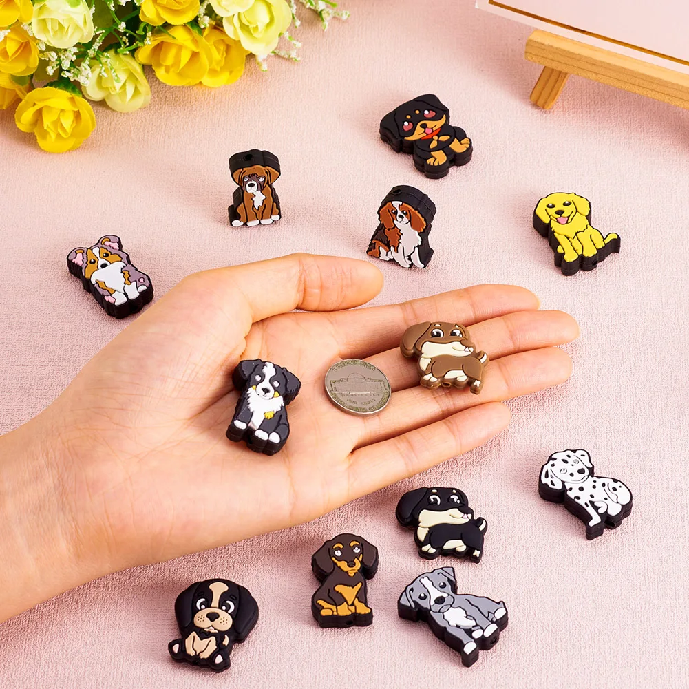 12 шт. новые силиконовые фокусные бусины для прорезывания зубов в форме собаки