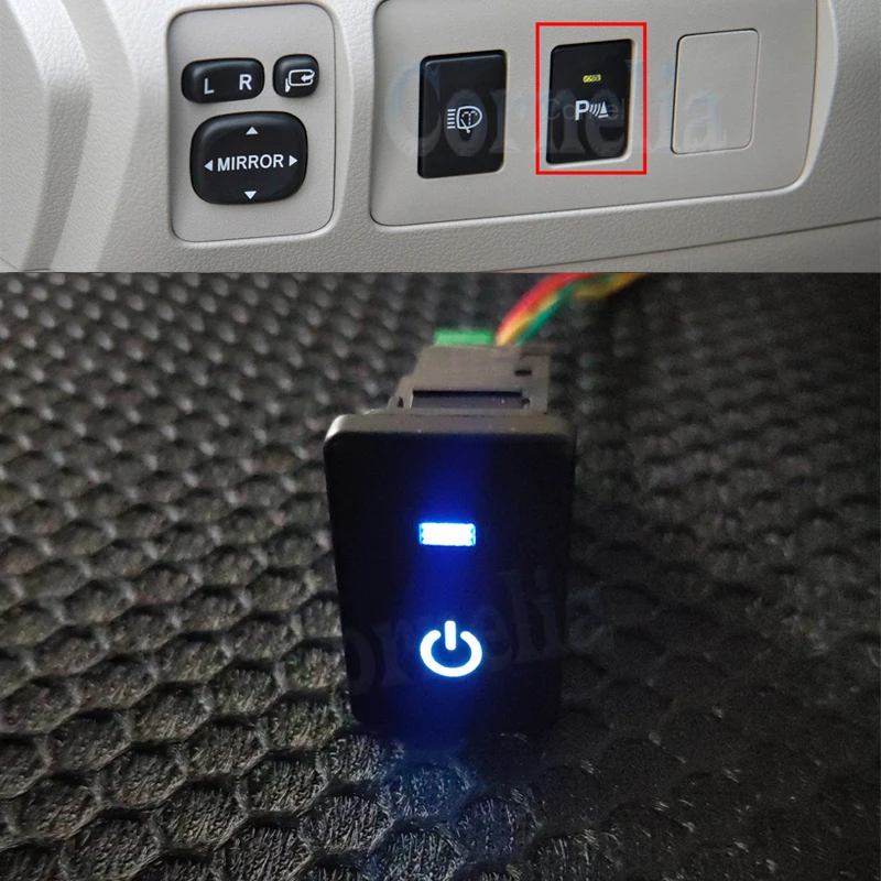 

Blue Light Car Power on Off Button Switch with Wire for Mitsubishi Outlander 2013-2020 for Toyota Prado Camry Prius Corolla