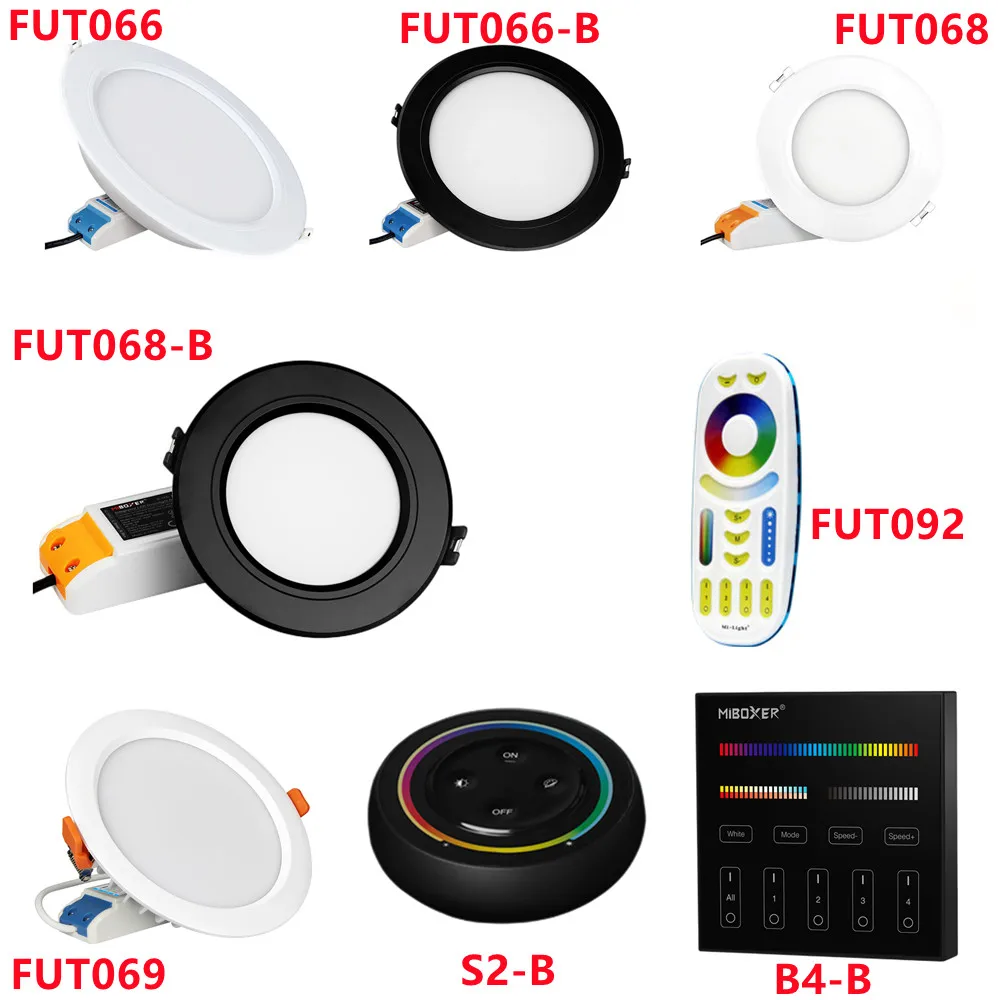 

RGB+CCT Smart Wifi LED Downlight FUT066 FUT068 FUT069 Spotlight 6W 12W 15W AC100~240V compatible 2.4GHz RF Remote Controllable